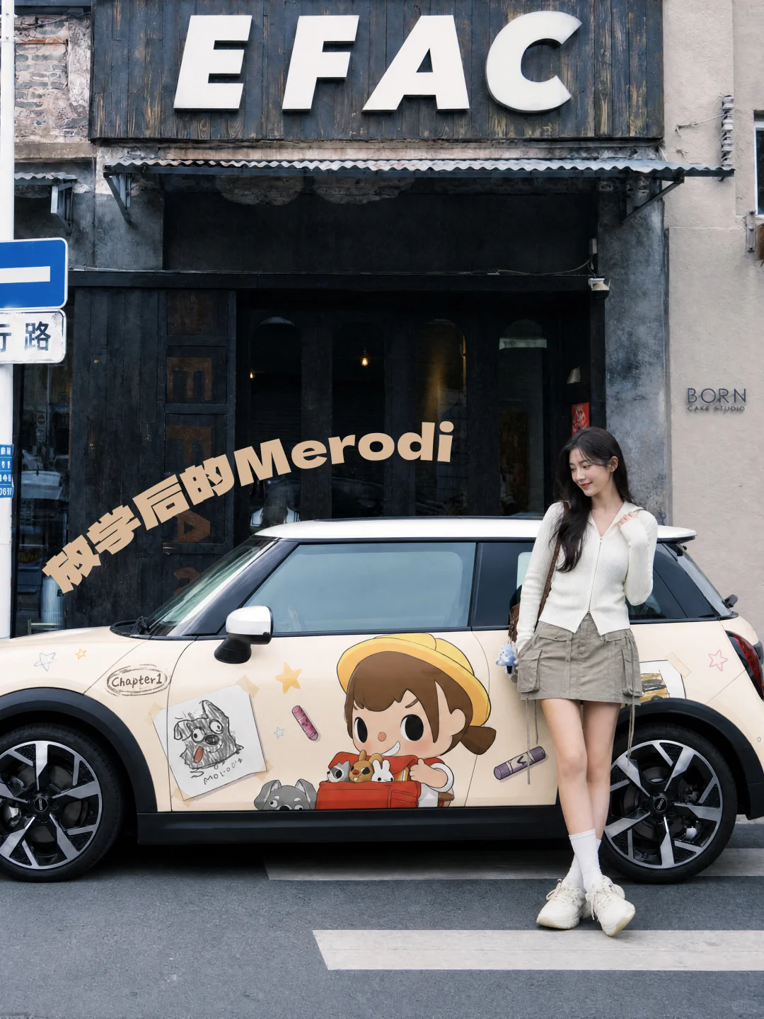 MINI 放学后的Merodi治愈系卡通彩绘车膜定制案例